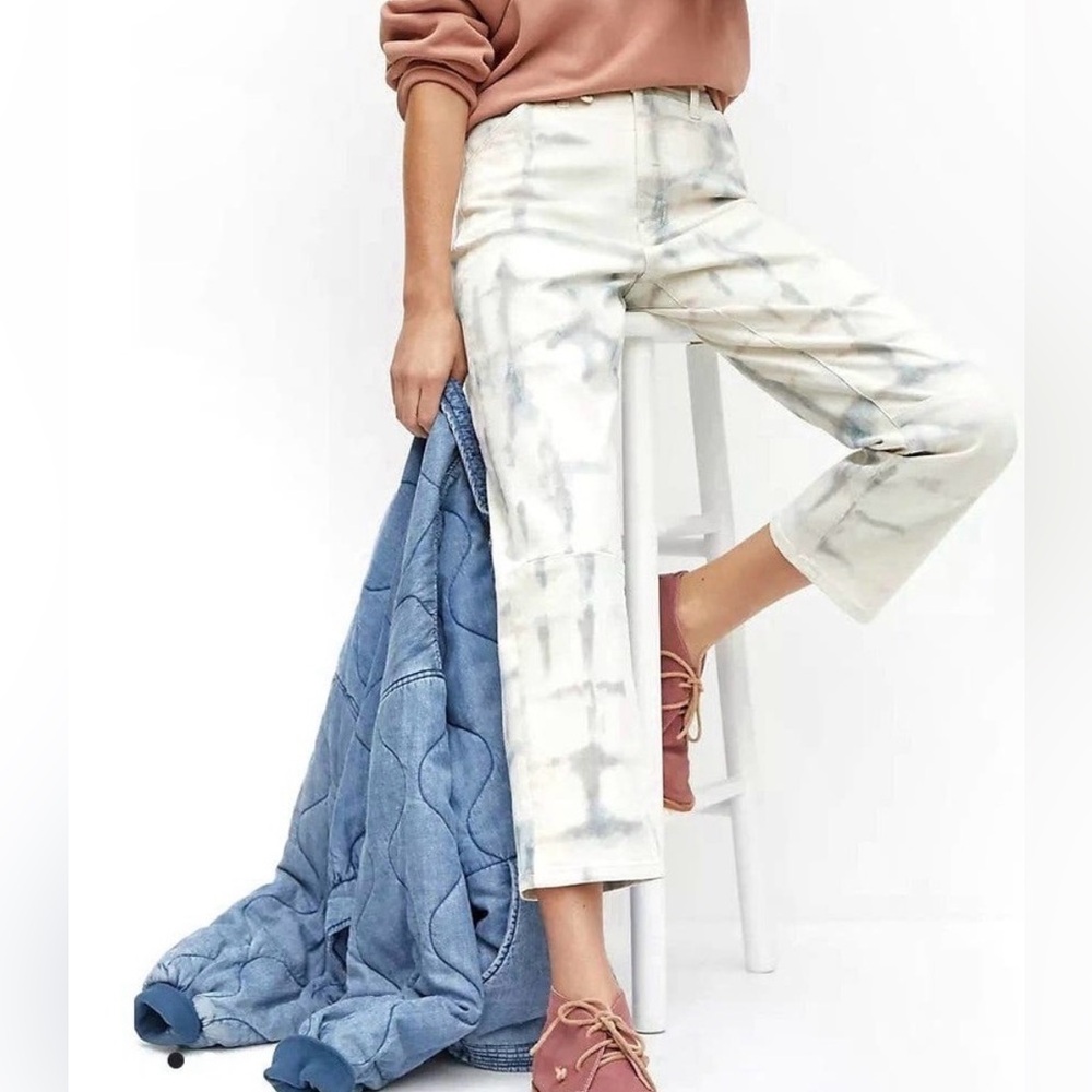 Anthropologie Men's Tie-Dye Cargo Pants in White, Gray & Tan